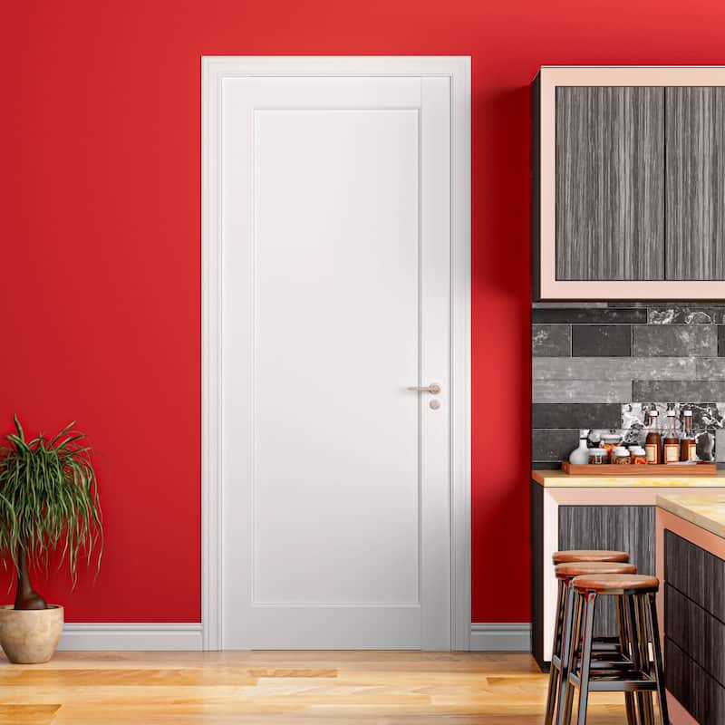 80 in. Primed 1 Panel Solid Wood Primed Interior Shaker Standard Door Slab Pre-Finished Single Panel - 28X80