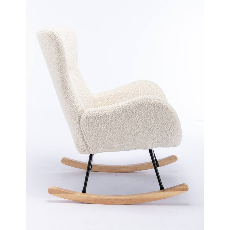 Velvet Fabric Padded Seat Rocking Chair