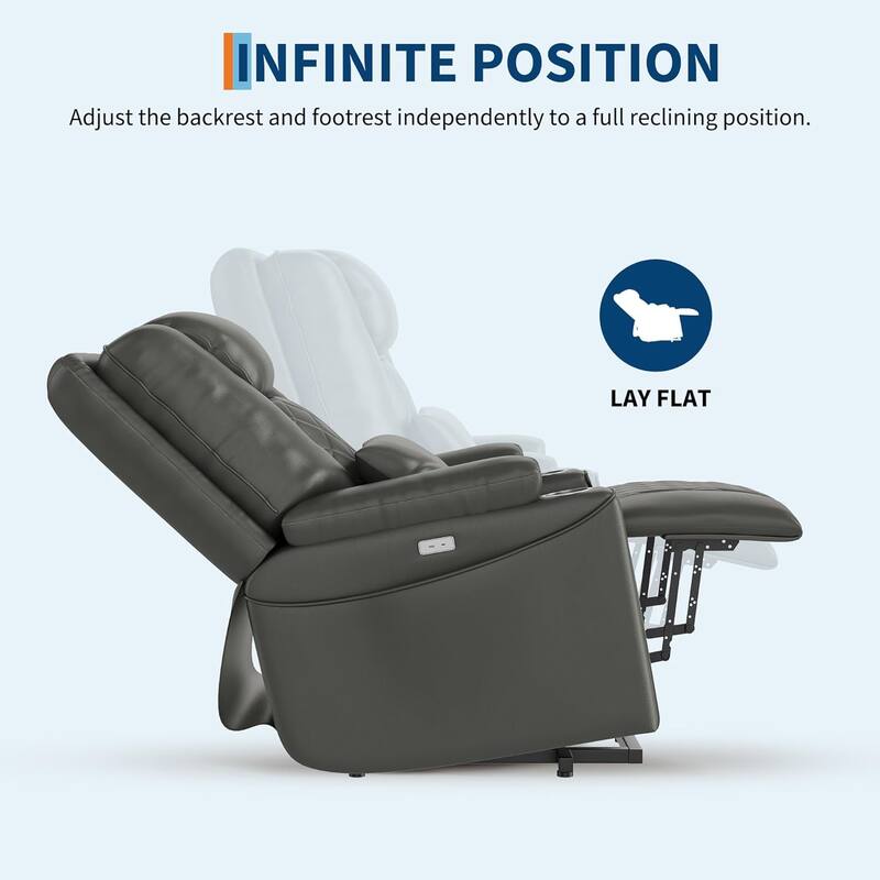 Power Lift Recliner Chair Sofa, PU Leather Reclining with Charging Ports, Cup Holders, Electric Stand Assist