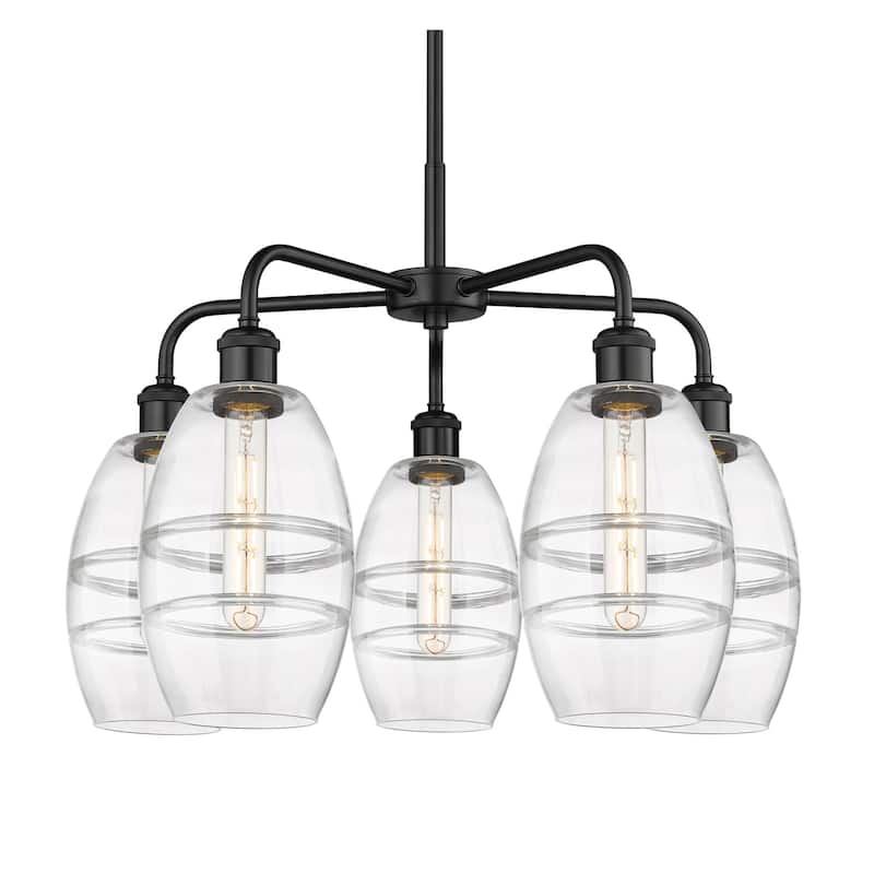 Innovations Lighting 516-5CR-14-24 Vaz Chandelier Vaz 5 Light 24" Wide - Matte Black / Clear