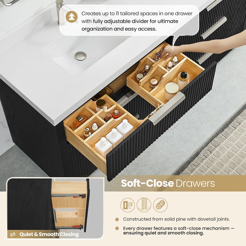 Santarem Double Vanity with Pure White Quartz Stone Top without Mirror