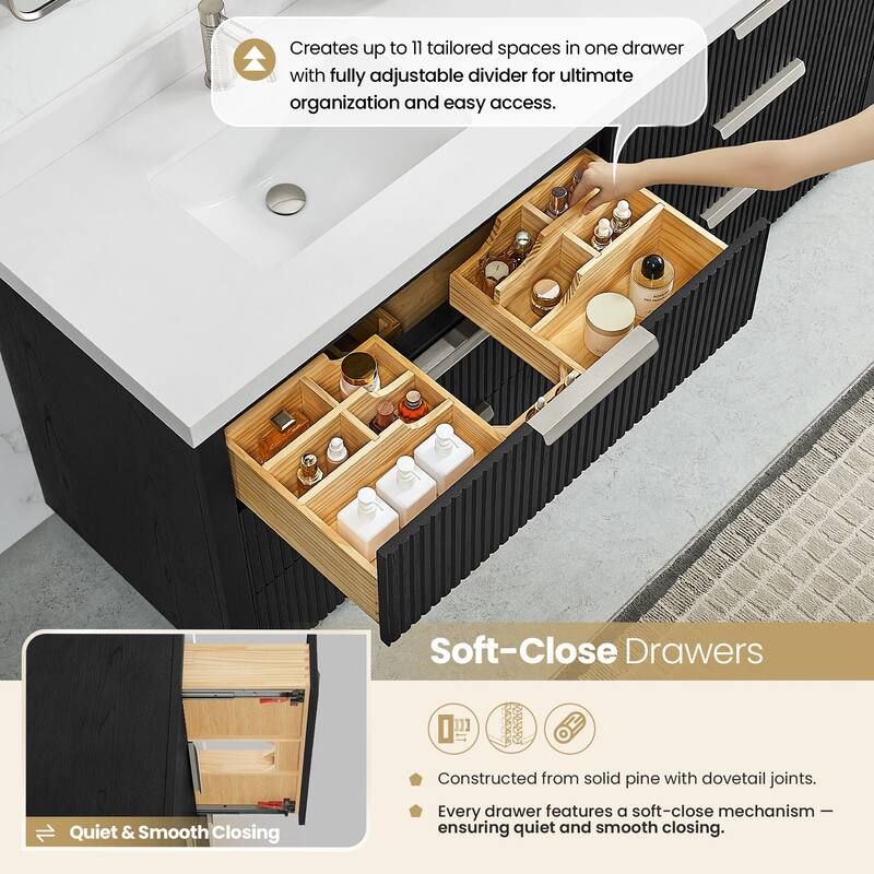 Santarem Single Vanity with Pure White Quartz Stone Top without Mirror