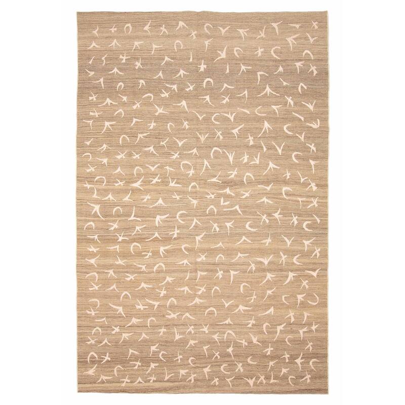 ECARPETGALLERY Flat-Weave Ankara FW Brown Wool Kilim - 5'10 x 9'0 - Brown - 5'10 x 9'0