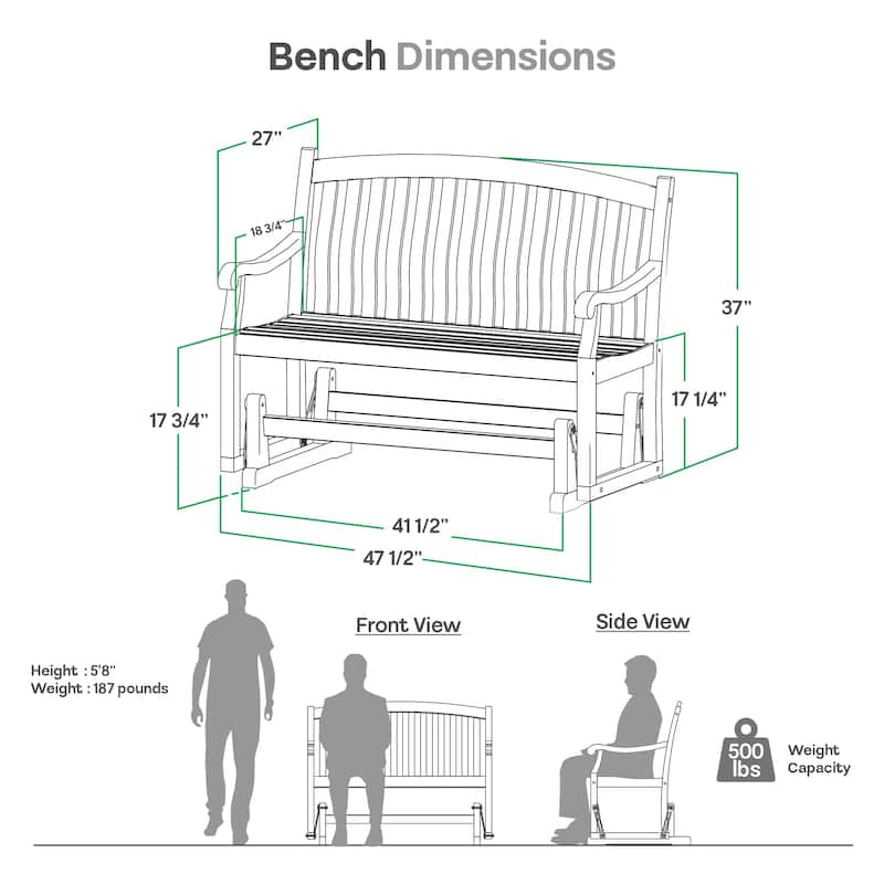Cambridge Casual Sherwood Teak Wood Outdoor Glider Bench