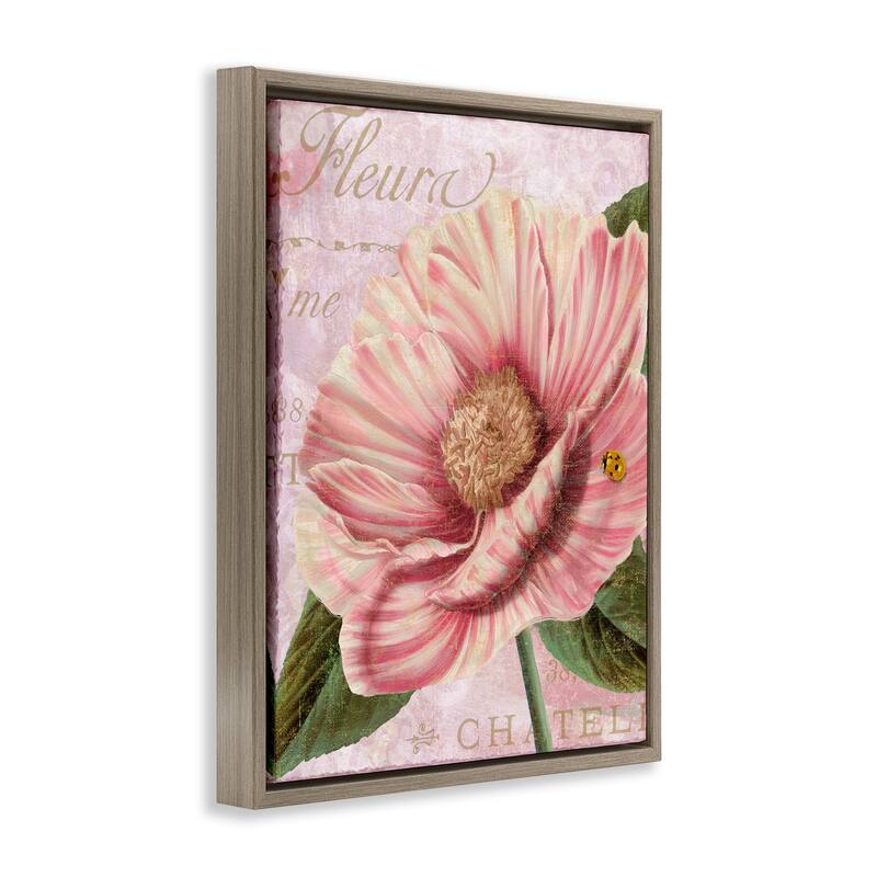 Stupell French Flower & Ladybug Framed Floater Canvas Wall Art Design By Sasha