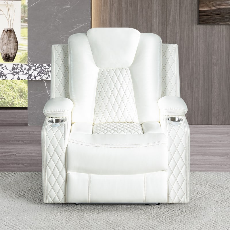 Premium Air Leather Home Theater Loveseat with LED Lights, Recliner with Built-in Speakers & Wireless Charging