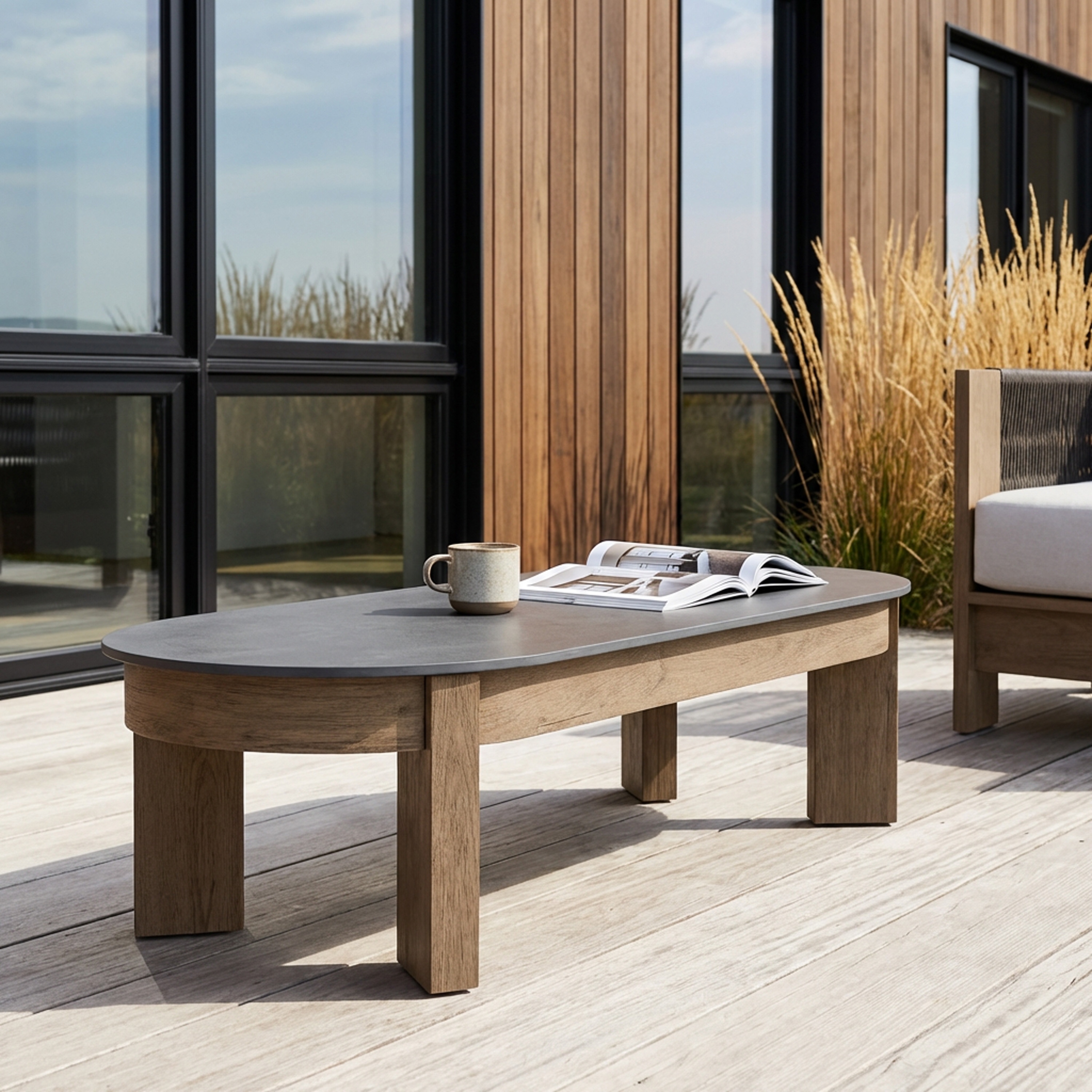 Real Flame Stratton Outdoor Coffee Table in Beechwood 55"