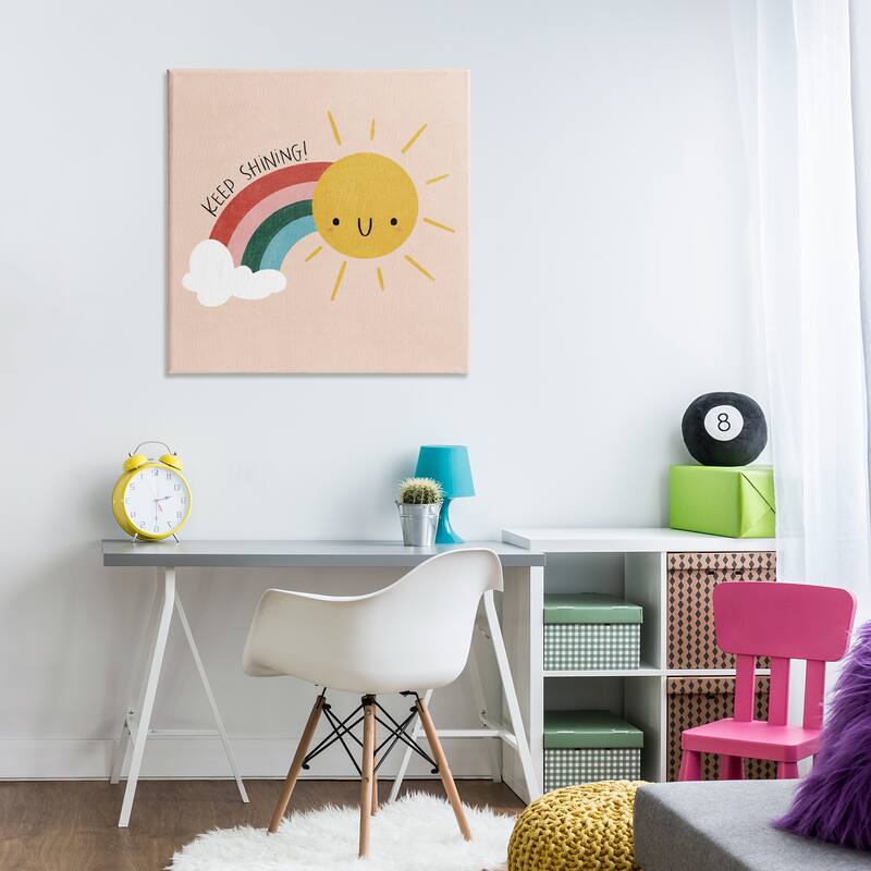 Stupell Keep Shining Inspirational Rainbow Canvas Wall Art Design By Sarah Hickman