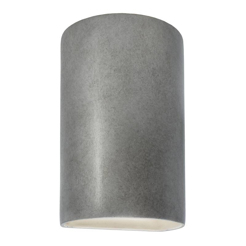 Justice Design Ambiance - Large ADA Cylinder Wall Sconce - Open Top & Bottom - Replaceable Bulb - Antique Silver