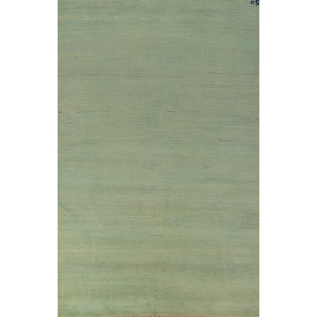 Light Green Modern Gabbeh Oriental Area Rug Hand-Knotted Wool Carpet - 5'7" x 9'4"