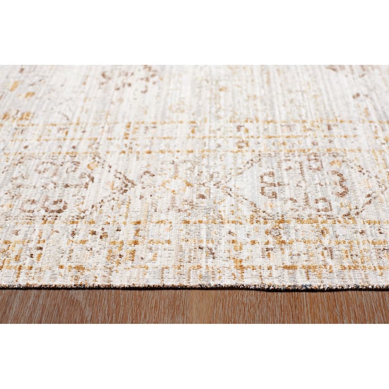 Terra by Obeetee Ava Rustic Border Ivory Rug