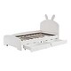 preview thumbnail 7 of 13, Chenille Upholstered Twin Platform Bed, Cartoon Ears Headboard, 2 Drawers, Guardrail