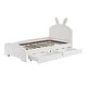 preview thumbnail 7 of 6, White+2 Drawers Chenille Upholstered Twin Size Platform Bed with Cartoon Ears Headboard