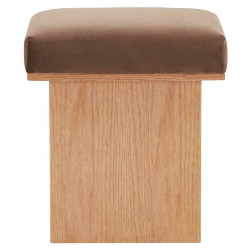 SAFAVIEH Couture Bourke Velvet And Wood Square Ottoman