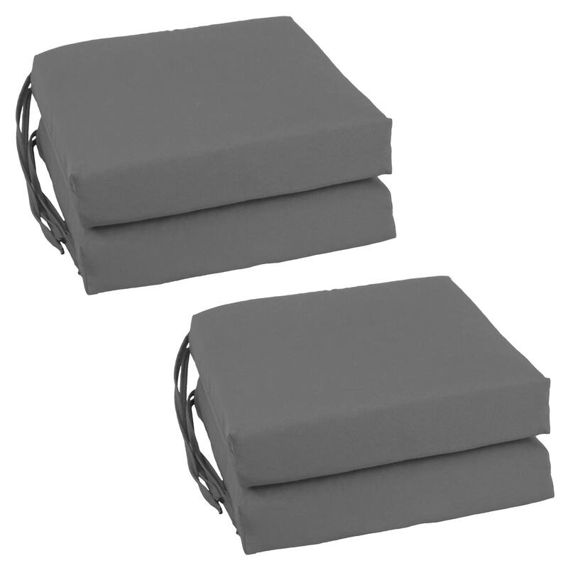 16-inch Square Indoor Twill Chair Cushions (Set of 2 or 4) - 16 x 16 - Set of 4 - Steel Grey