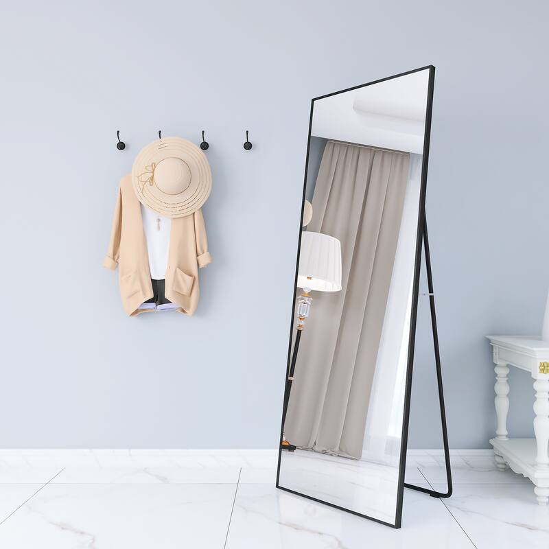 65" x 24" Full Length Mirror with Alloy Frame - Black