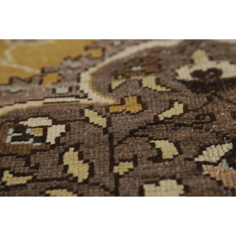 Gold Vegetable Dye Mashad Antique Persian Rug Handmade Wool Carpet - 5'3" x 8'3"