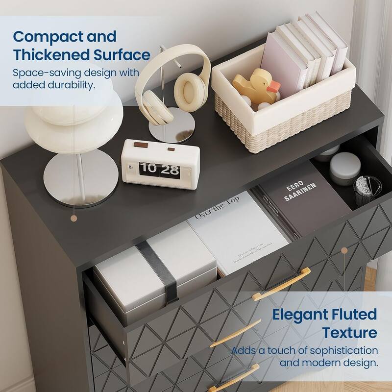 Tall Dresser, Storage Cabinet for Bedroom with 4 Drawers