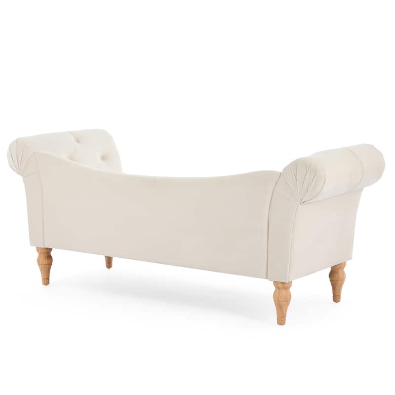 Christopher Knight Home - Larkspur Velvet Upholstered Bench with Rolled Arms and Button Tufting
