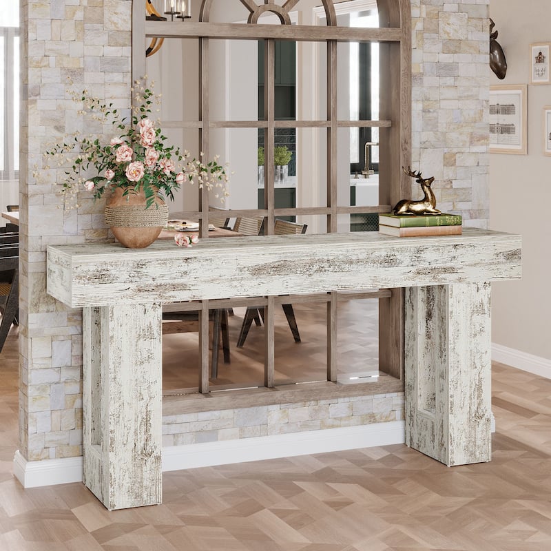 63-Inch Farmhouse Wooden Sofa Console Entryway Table for Living Room