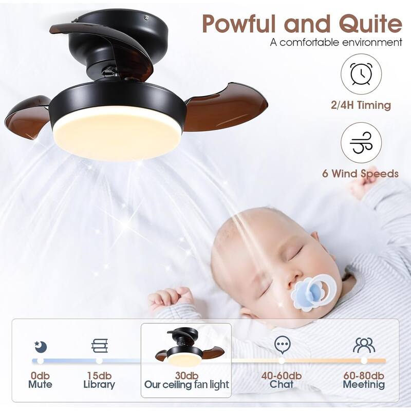 24" Small Ceiling Fan with Light and Remote,Retractable Blades,Small Fan Light for Bedroom,Closet,Bathroom - 13 Inches