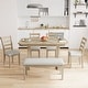 preview thumbnail 2 of 26, 6-Piece Rubber Wood Dining Table Set with Beautiful Wood Grain Pattern Tabletop Solid Wood Veneer and Soft Cushion