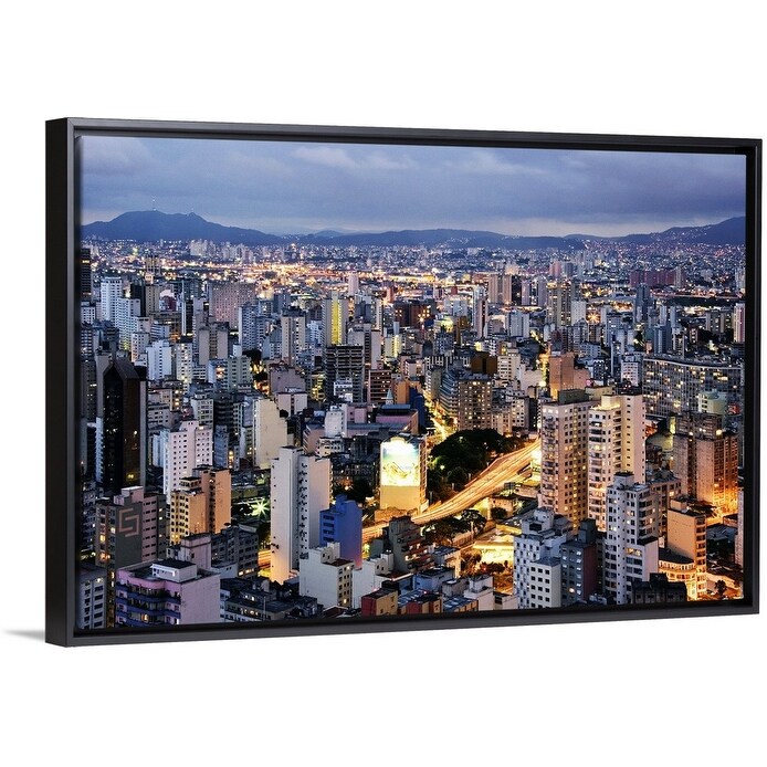 Sao Paulo Skyline At Dusk Black Float Frame Canvas Art Overstock 25496940