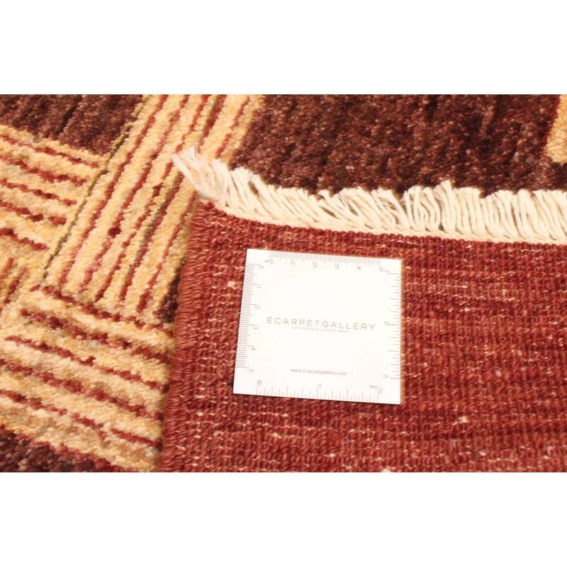 ECARPETGALLERY Hand-knotted Peshawar Ziegler Dark Brown Wool Rug - 6'0 x 8'8