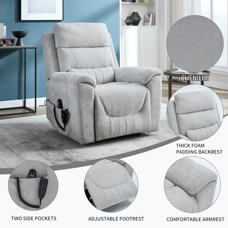 350 Lbs Leatherair Power Lift Recliner Chair,Heavy Duty Motion Mechanism With 8-Point Vibration Massage And Lumbar Heating