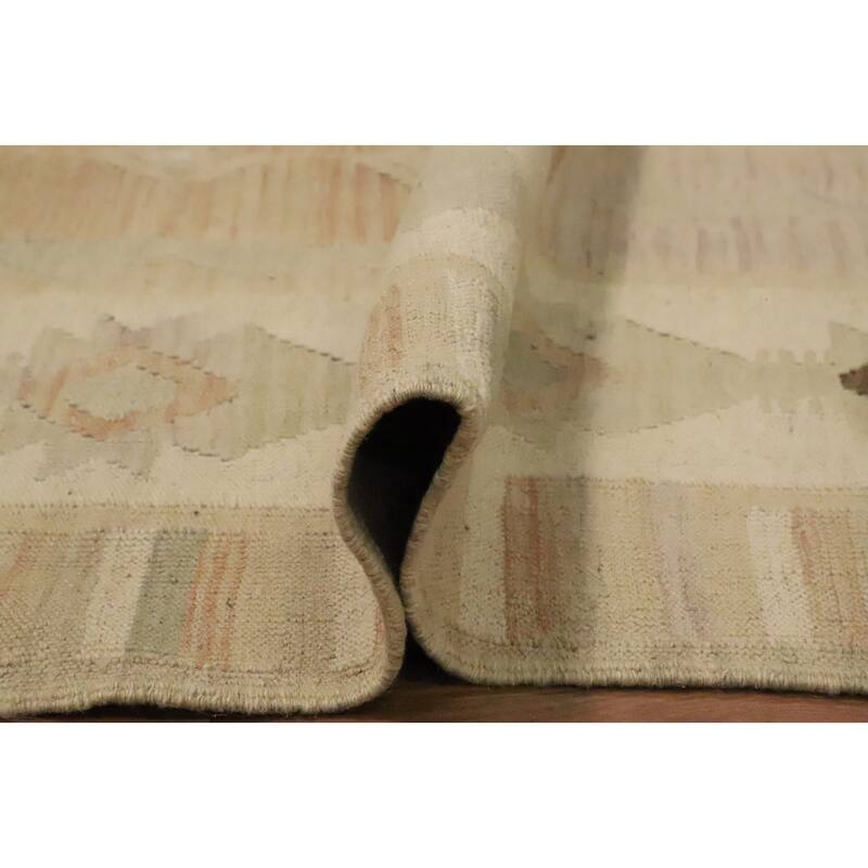 Hand Woven Oriental 100% Wool Carpet Southwestern Tribal Oranges & Rust Kilim Area Rug - 13' 2'' X 9' 4''