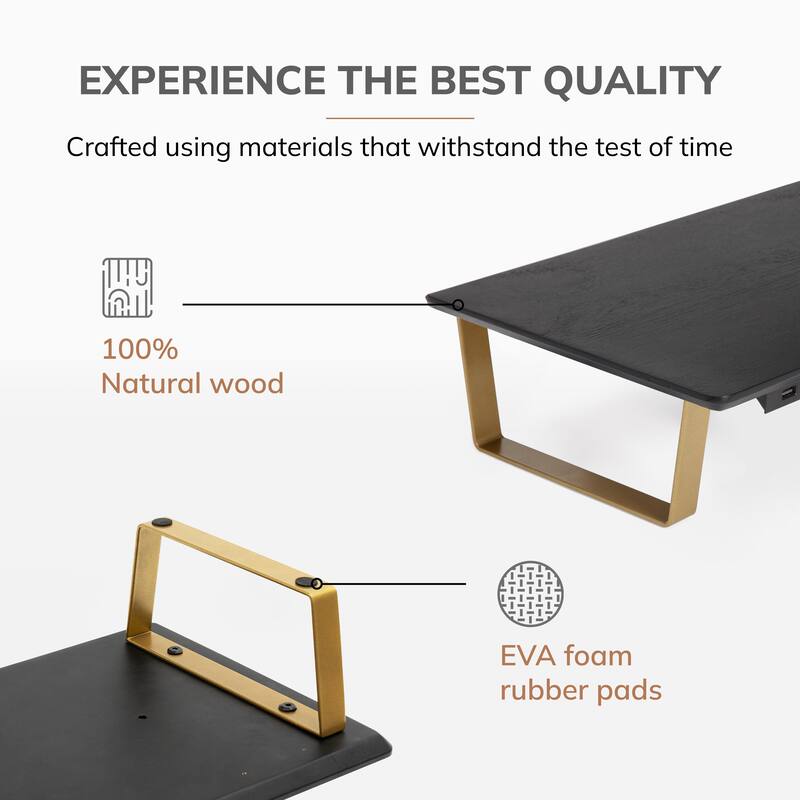 Jani Wood Monitor Stand Riser Desk - Ergonomic Design Stand, Desktop Organizer Table for Home, Office Workspace, Gaming Desk