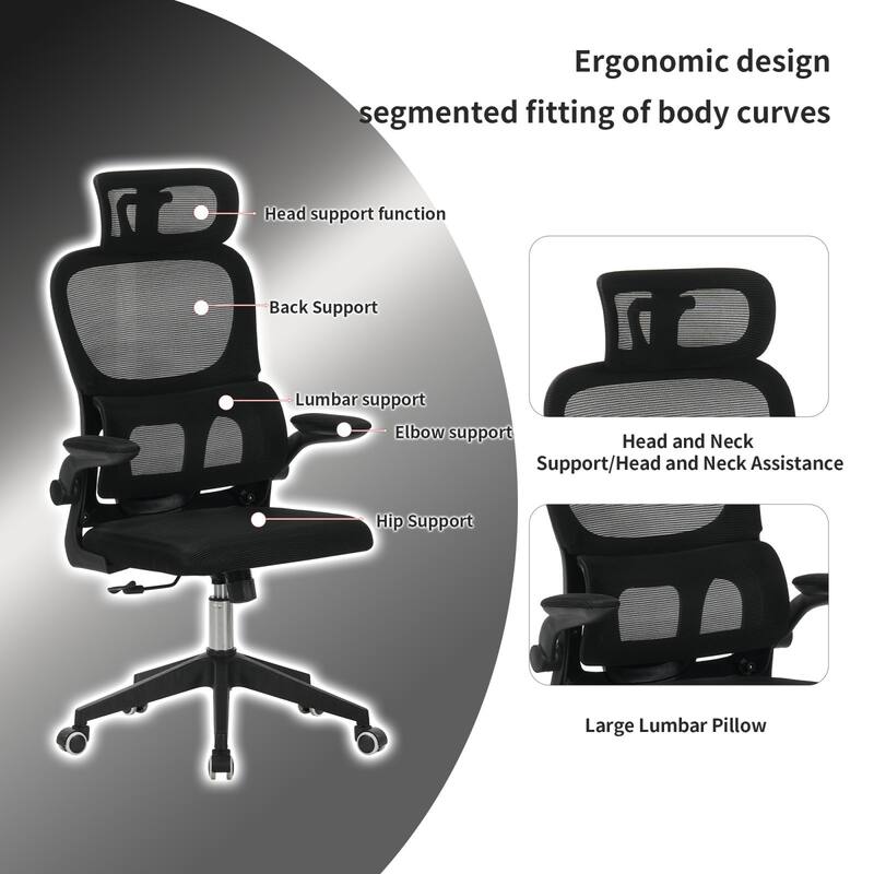 High Back Ergonomic Office Chair, Big and Tall Mesh Desk Chair, 3D Adjustable Headrest Office Chair