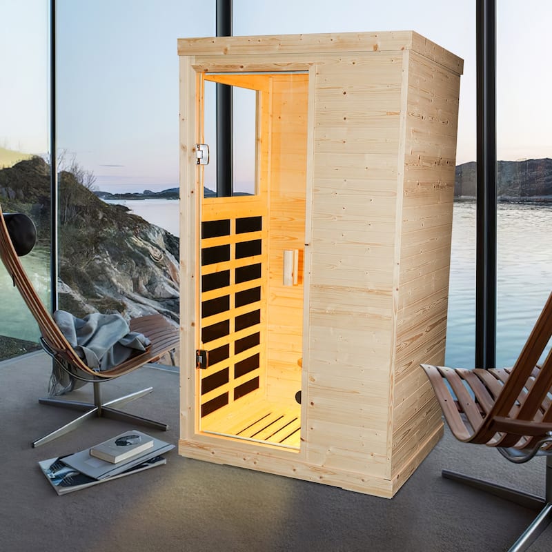 Single person spruce far infrared sauna hair