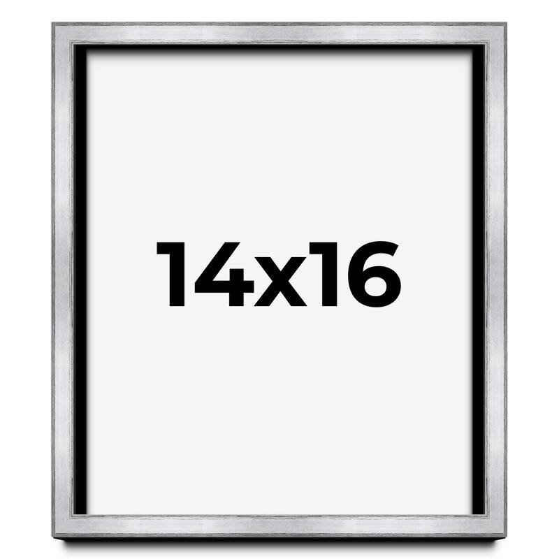 14x16 Shadow Box Frame Silver | 1.375 Inches Deep Real Wood