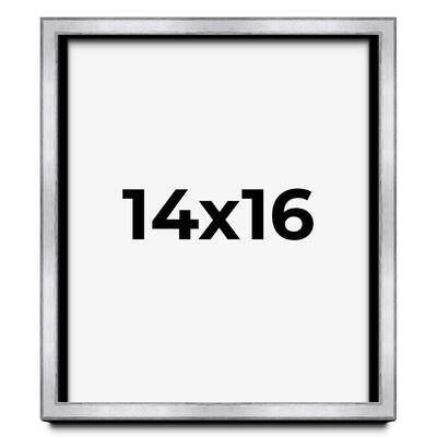 14x16 Shadow Box Frame Silver | 1.375 Inches Deep Real Wood