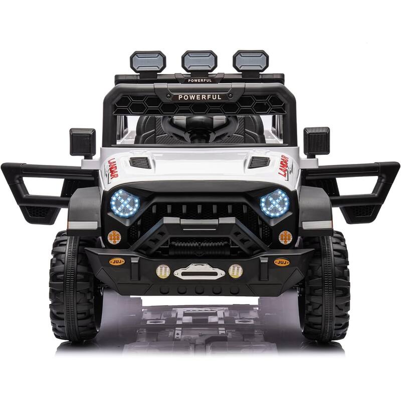24V Electric Ride on Truck for Kids,Wide Seater Battery Powered Truck with Remote Control, Music,LED Cool Lighting,4WD