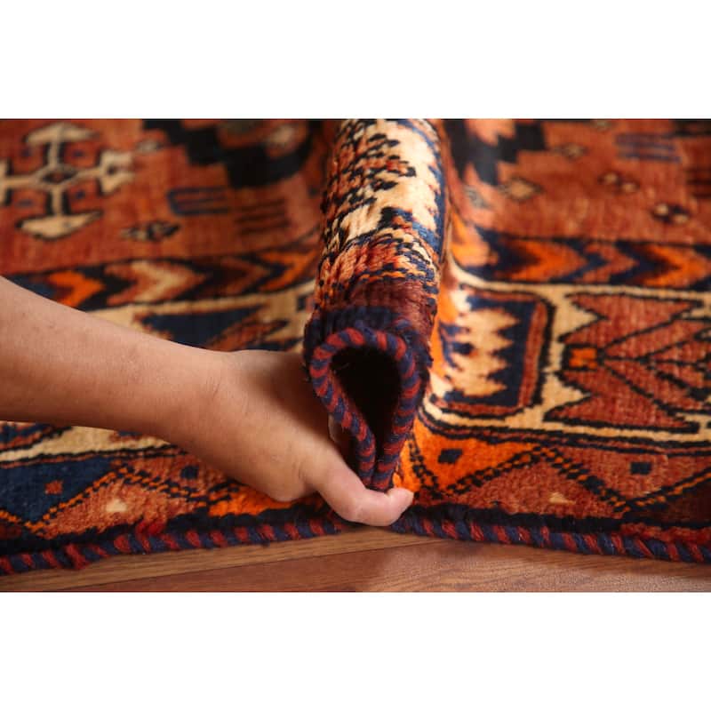 Hand Knotted Oriental 100% Wool Carpet Traditional Tribal Oranges & Rust Lori Area Rug - 8' 2'' X 4' 3''