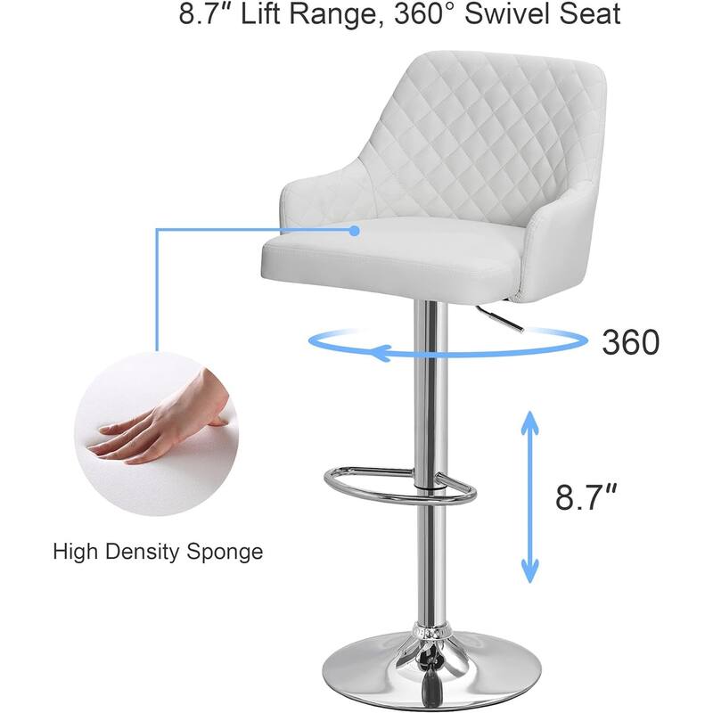 Barstools Set of 4 Counter Height Bar Stools Adjustable Stools with Back and Arm Kitchen Island Stools Swivel Bar Chairs