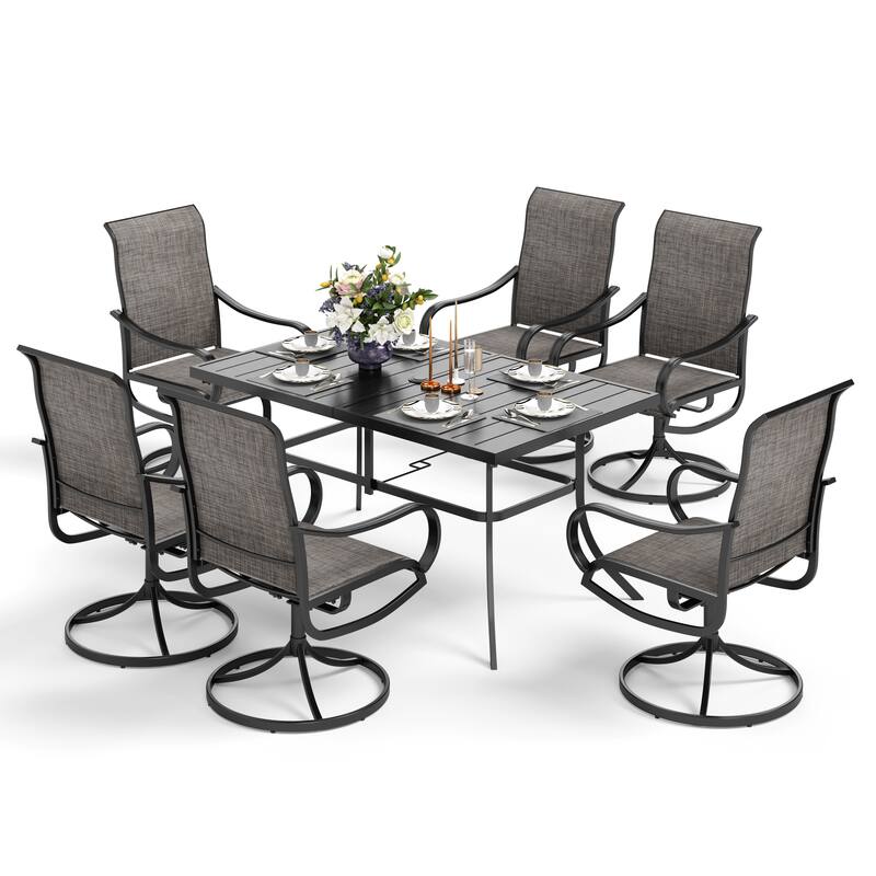 MAISON ARTS 7-piece Patio Dining Set with Textilene Swivel Chairs
