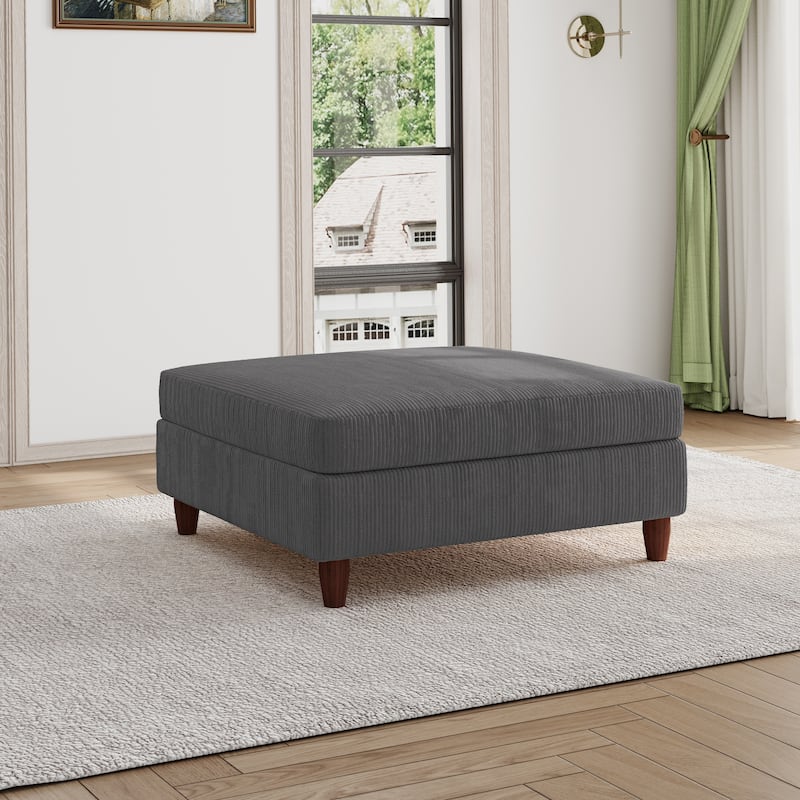 Large Corduroy Ottoman - Gray