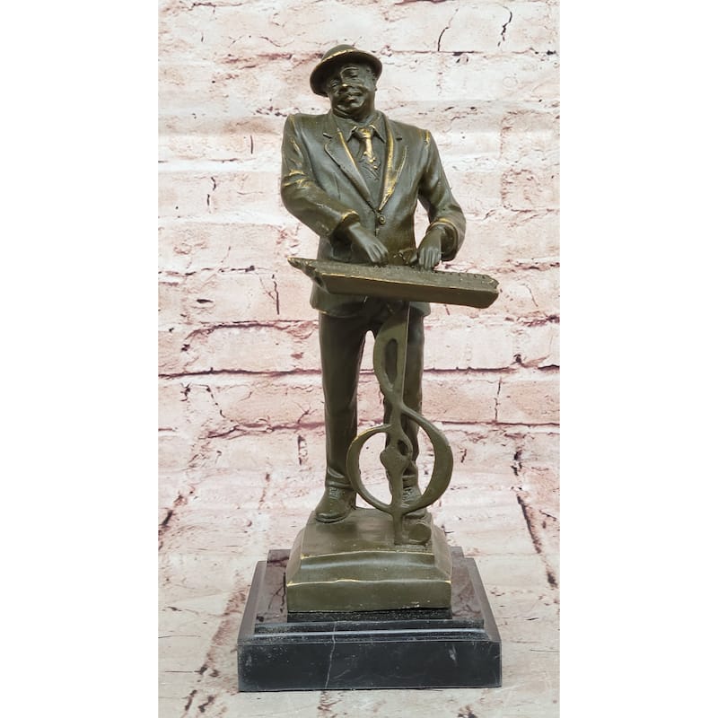 Music Conductor Bronze Sculpture With Treble Clef - Clical Jazz Musician Art
