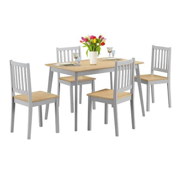 Shop Black Friday Deals On 5 Pcs Mid Century Modern Dining Table Set 4 Chairs W Wood Legs Kitchen On Sale Overstock 31045207