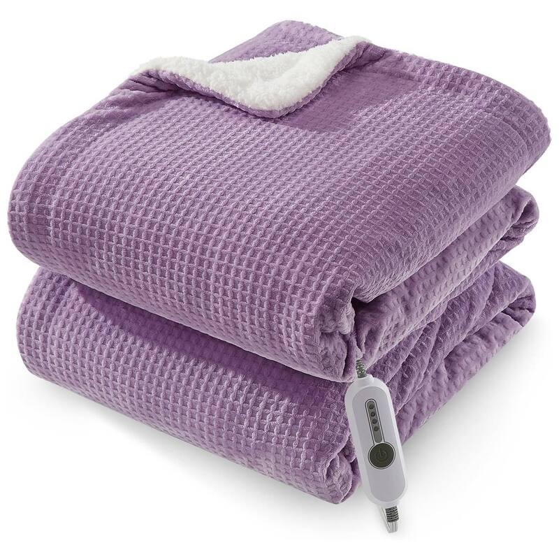 Electric Waffle Fast Heating Flannel Blanket, Purple - 50*60 inch