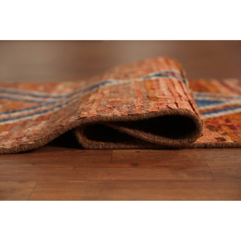 Orange Moroccan Runner Rug Handmade Tribal Oriental Wool Carpet - 2'9" x 9'10"