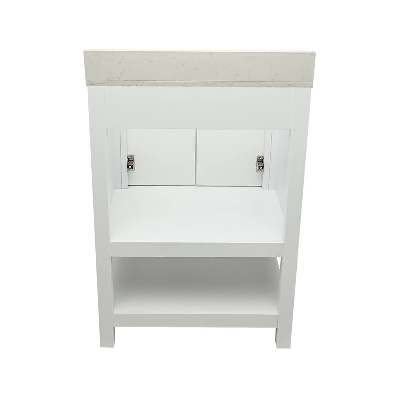 Taos 25" Bathroom Vanity with Cultured Marble Vanity Top Sink in White with White Basin