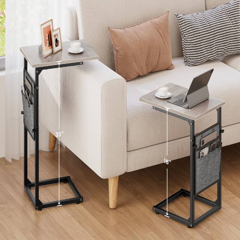 C Shaped End Table - 16"D x 12"W x 33"H