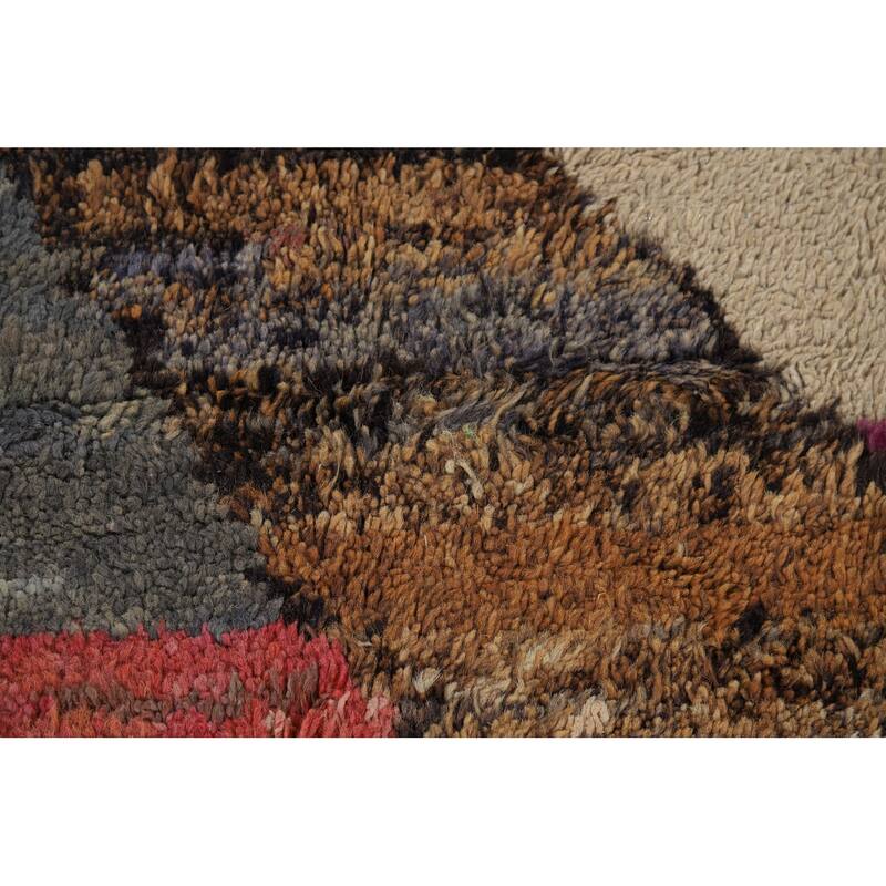 Plush Moroccan Abstract Area Rug Handmade Wool Carpet - 4'8" x 8'6"
