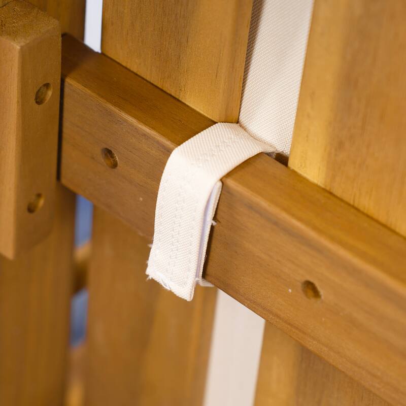 Roomfitters 4-Piece Acacia Wood Patio Furniture Set, Seating Conversation Set with 4-Inch Thick Cushions and Coffee Table