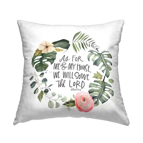Stupell Industries Serve the Lord Joshua 24:15 Tropical Palms Decorative Printed Throw Pillow by Valerie Weiners