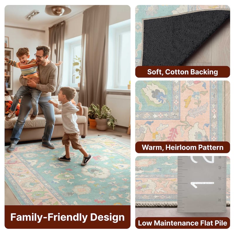 Well Woven Ushak Konya Updated Traditional Pastel Flat-Weave Area Rug